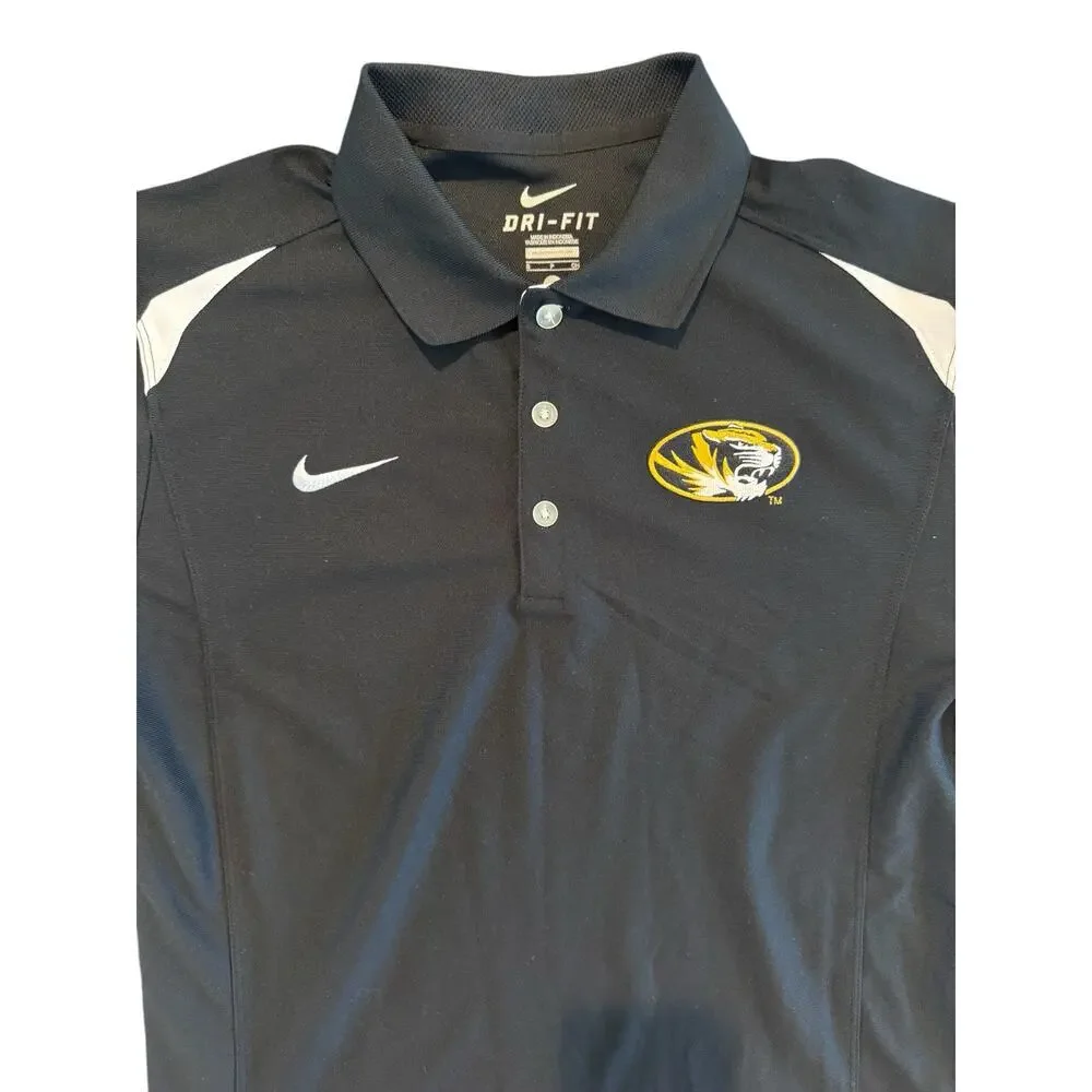 NEW Nike Dri-FIT Missouri Tigers Polo Shirt Men’s Small Black Collegiate Logo